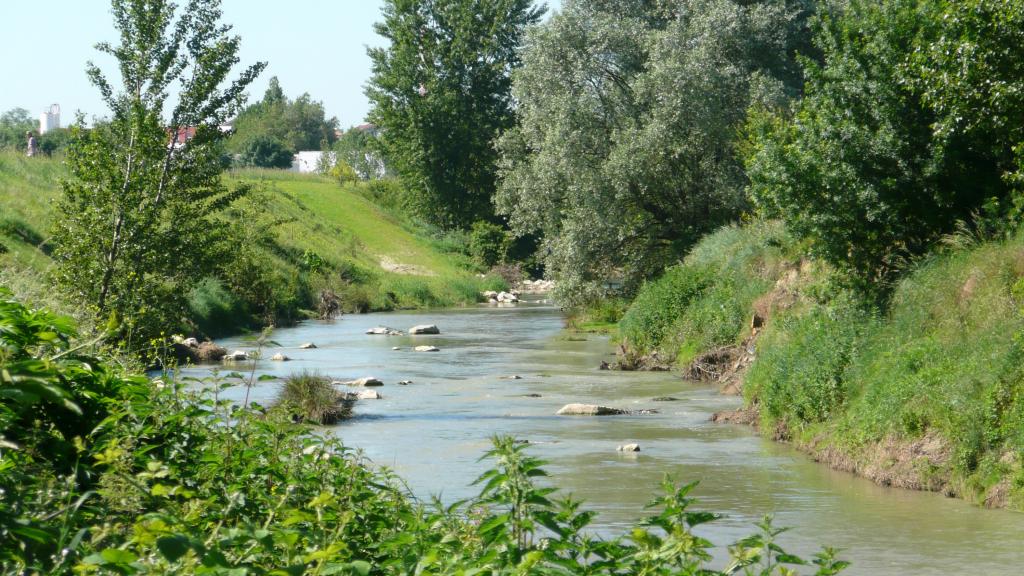 Photo de l'Hers à Toulouse Ribaute après travaux de renaturation du cours d'eau