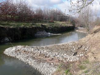 Photo de l'Hers à Balma Lasbordes, juste après travaux de renaturation en 2011
