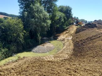 Photo des travaux de renaturation de la Saune à Ste Foy d'Aigrefeuille